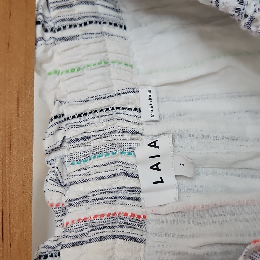 Anthropolgie Laia Caspian Striped Embroidred Lined Cotton Shorts S - Picture 7 of 8